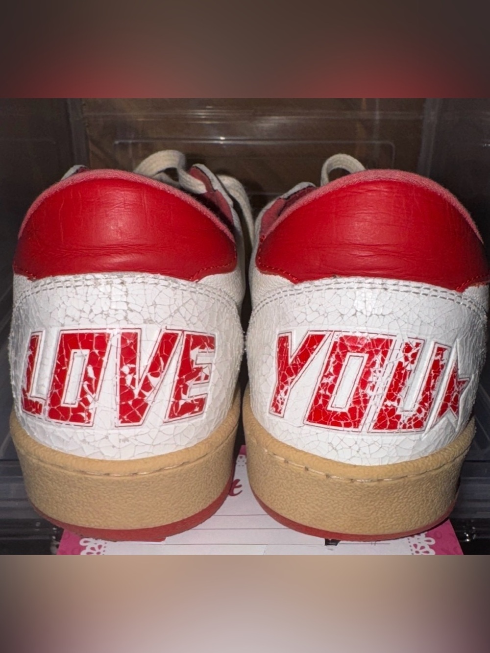 Golden Goose- Rare 🌟 Red Sole 🌟White & Red 'LOVE YOU' Leather Sneakers 🌟 Size 40